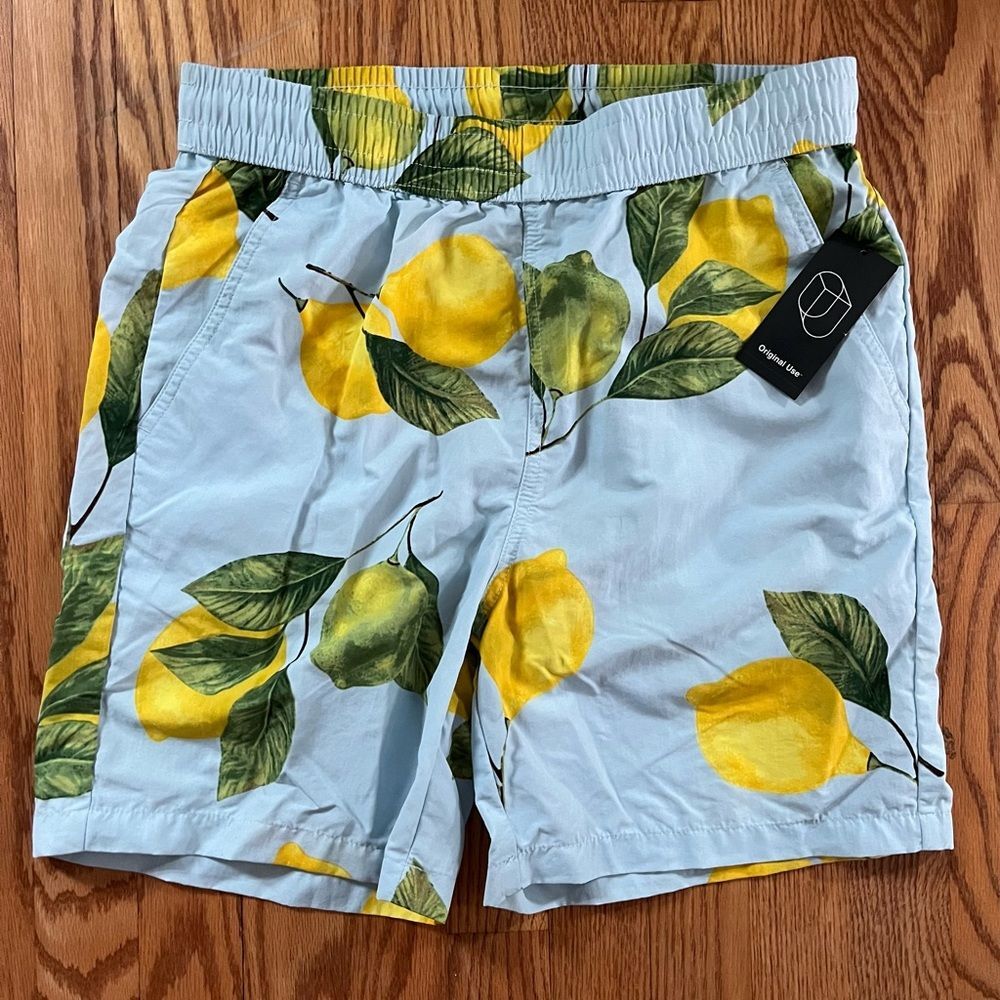 Original Use Lemon Print Board shorts Light Blue Size Small